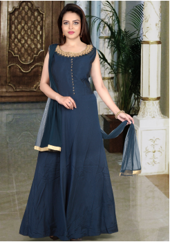 Blue Color Art Silk Designer Gown